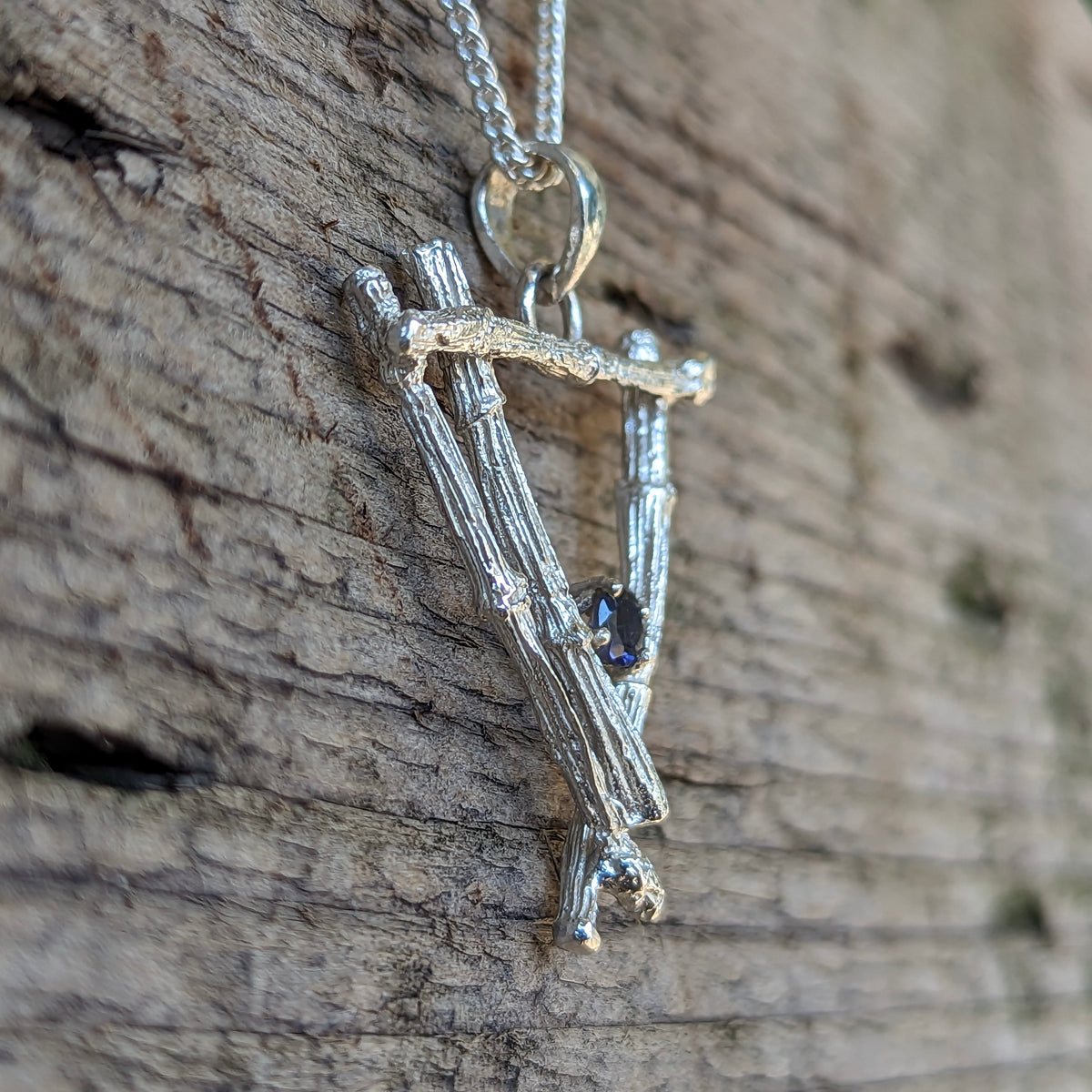 Twig & Iolite - Pendant - Broken Ox Creations - BC, Canada - Iolite - Sterling Silver