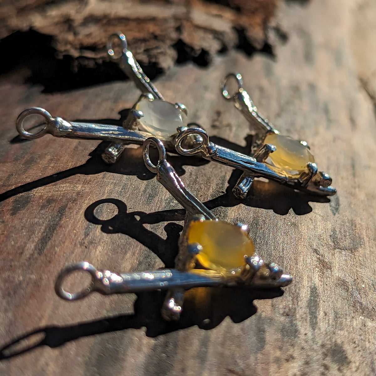 Twig & BC Agate Triangle pendant in sterling silver.