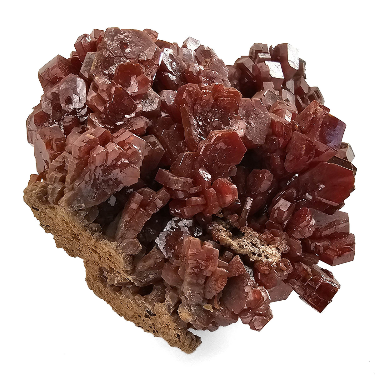 Vanadinite specimen, a lead vanadate, from Mibladen Mining District, Morocco.