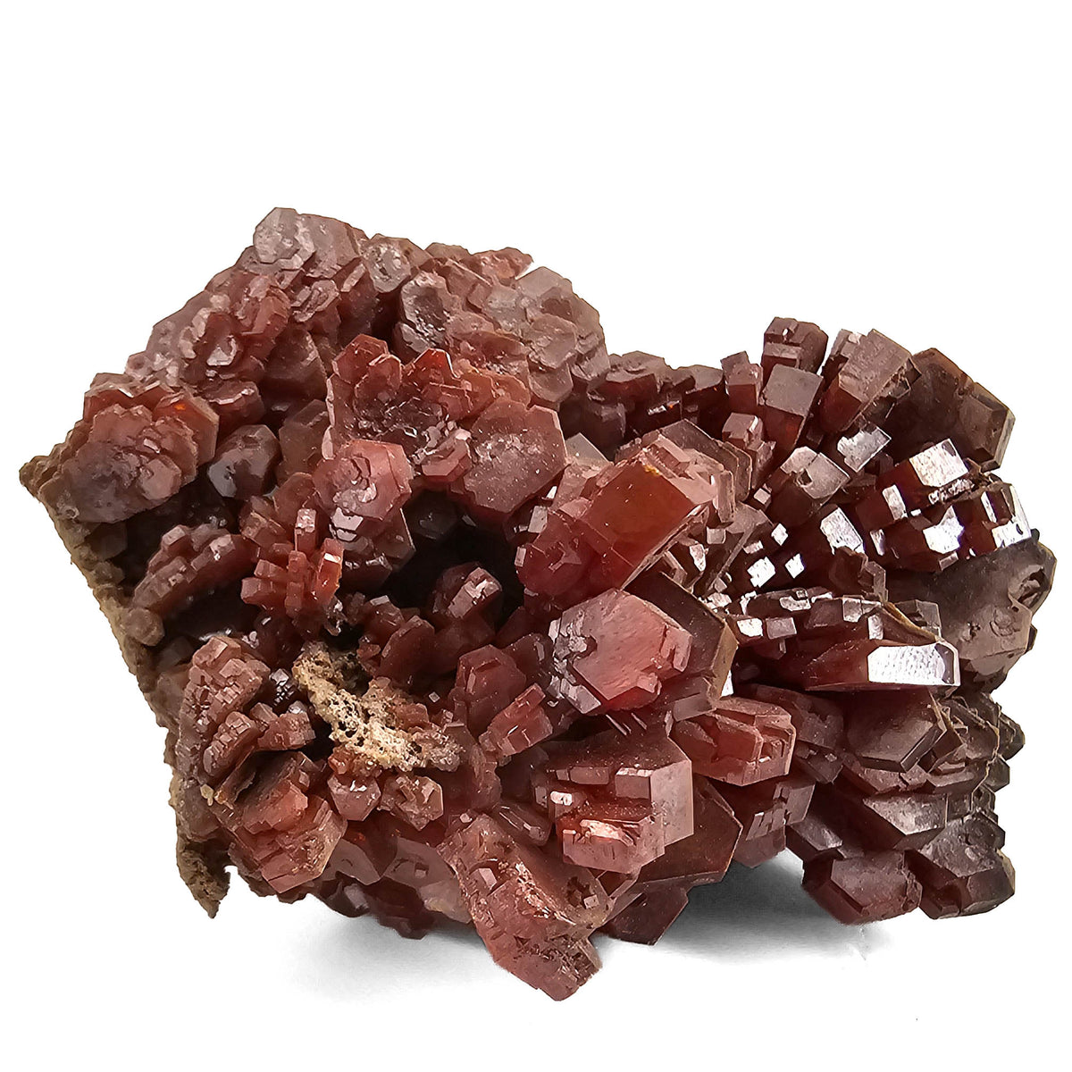 Vanadinite specimen, a lead vanadate, from Mibladen Mining District, Morocco.