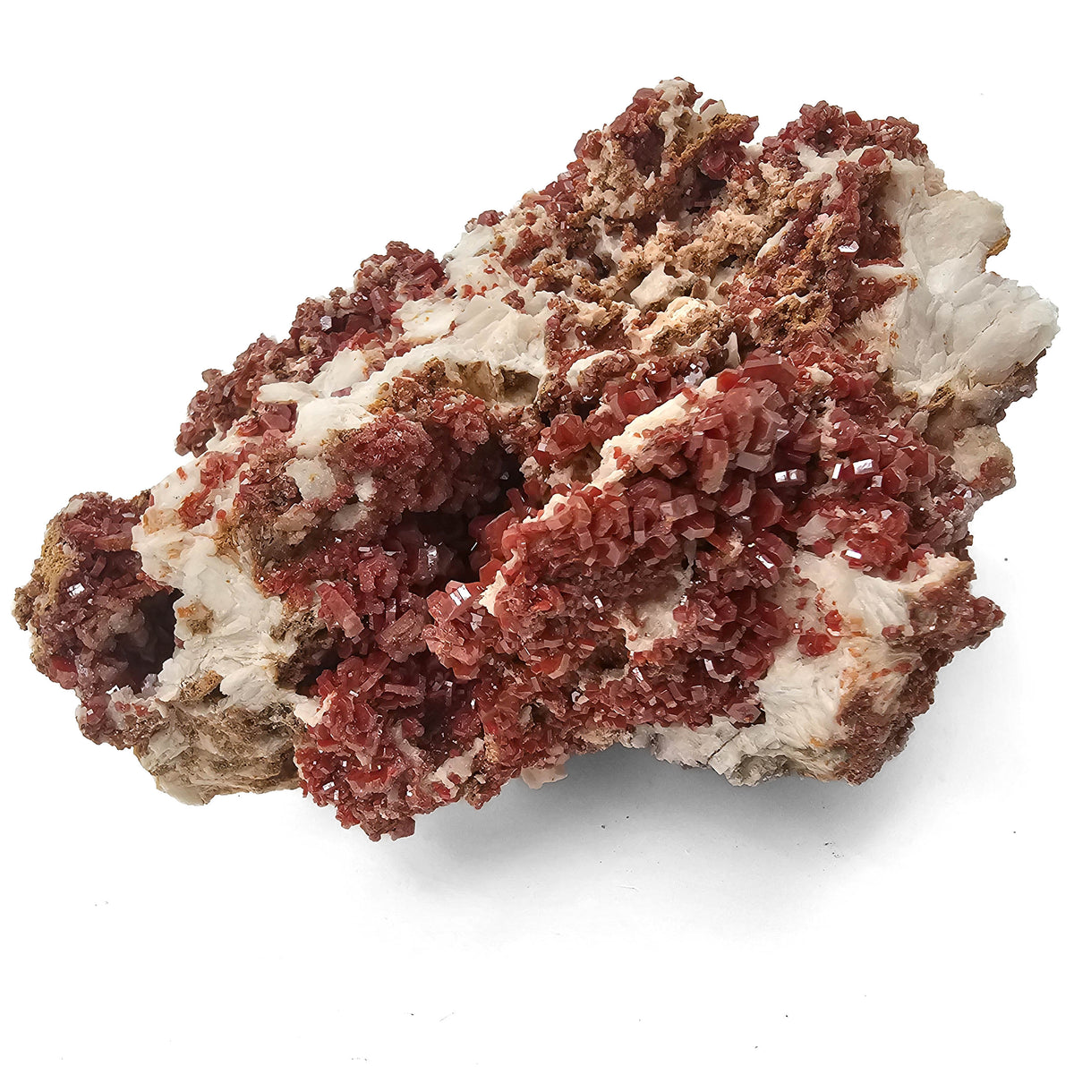 Vanadinite on Barite specimen from Mibladen Mining District, Morocco.