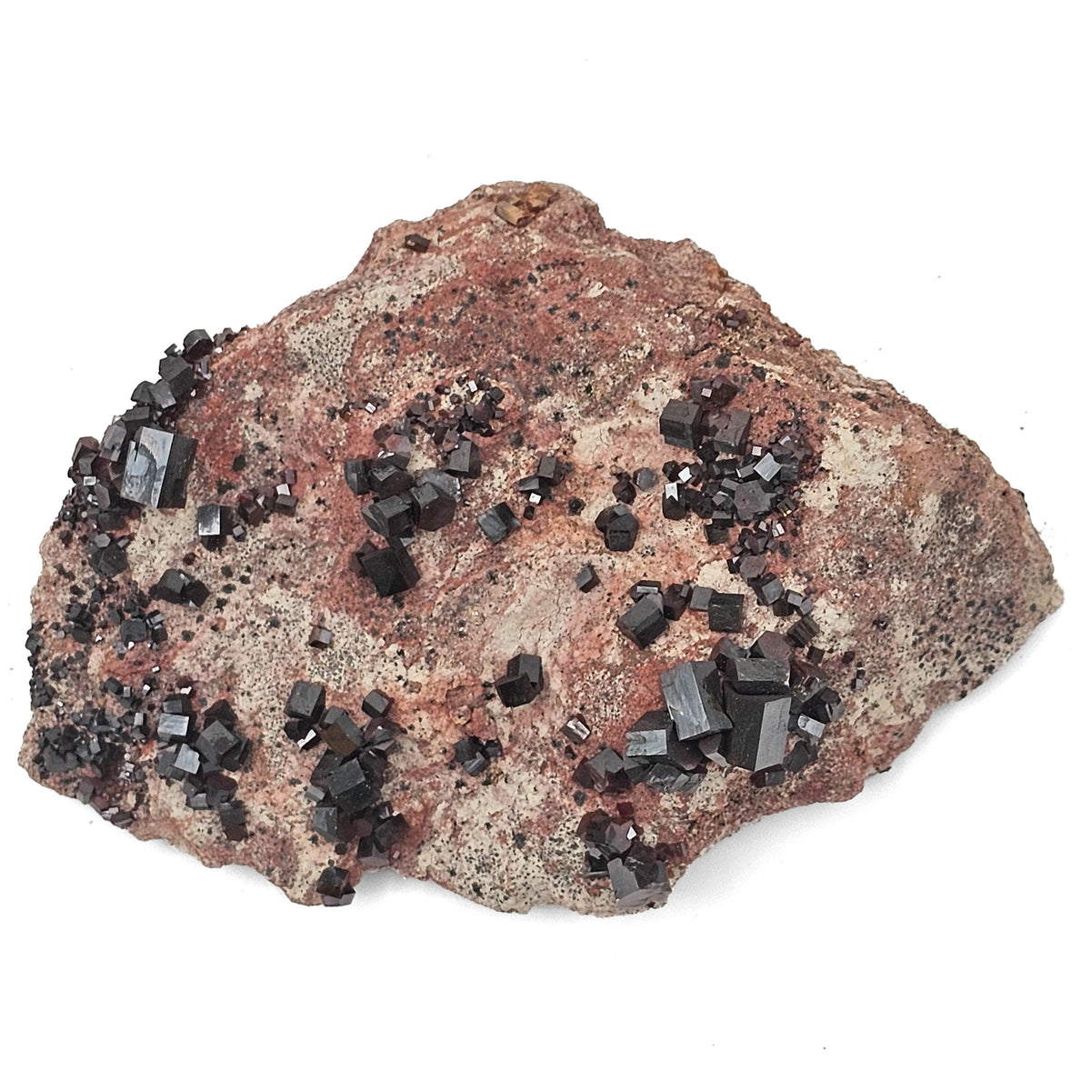 Vanadinite specimen, a lead vanadate, from Mibladen Mining District, Morocco.