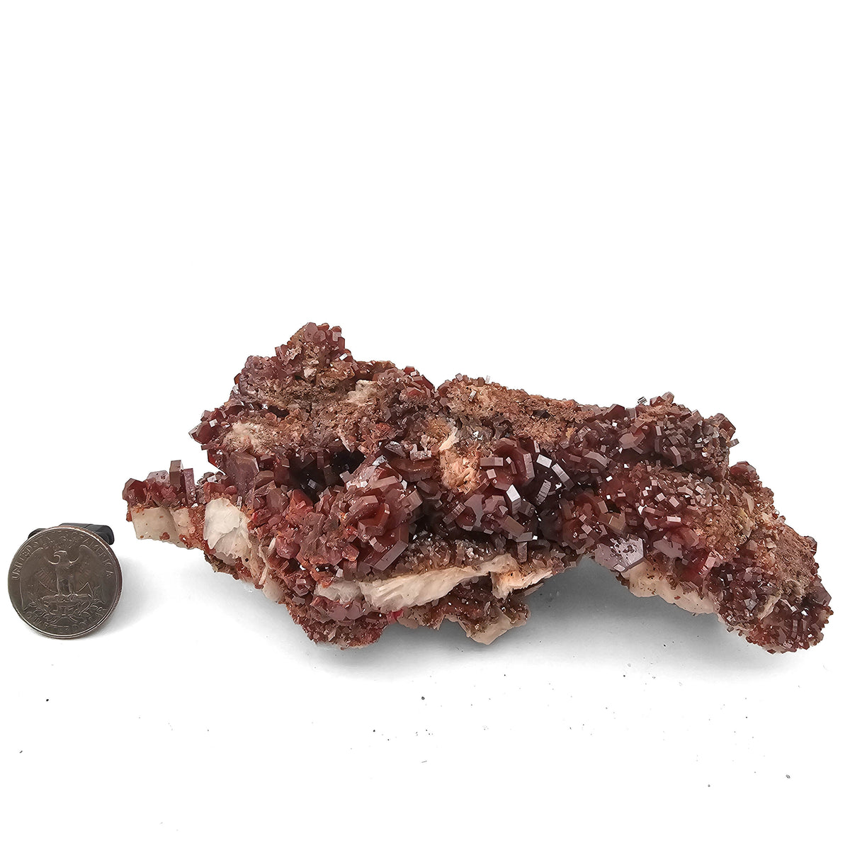 Vanadinite on Barite specimen from Mibladen Mining District, Morocco.