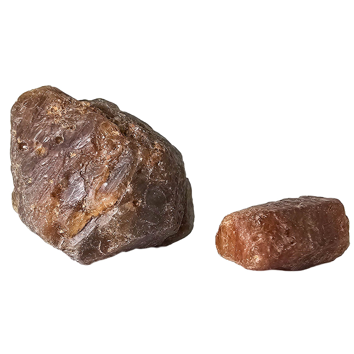 Yellow sapphire rough from Madagascar – two pieces, close view