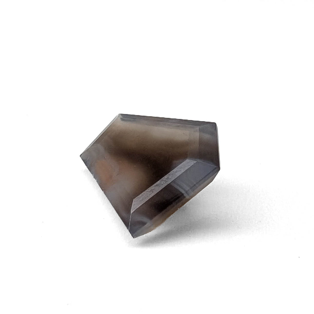 Grey Banded Agate faceted freeform step gemstone, 6.28ct, from BC, Canada, view 1 of 10