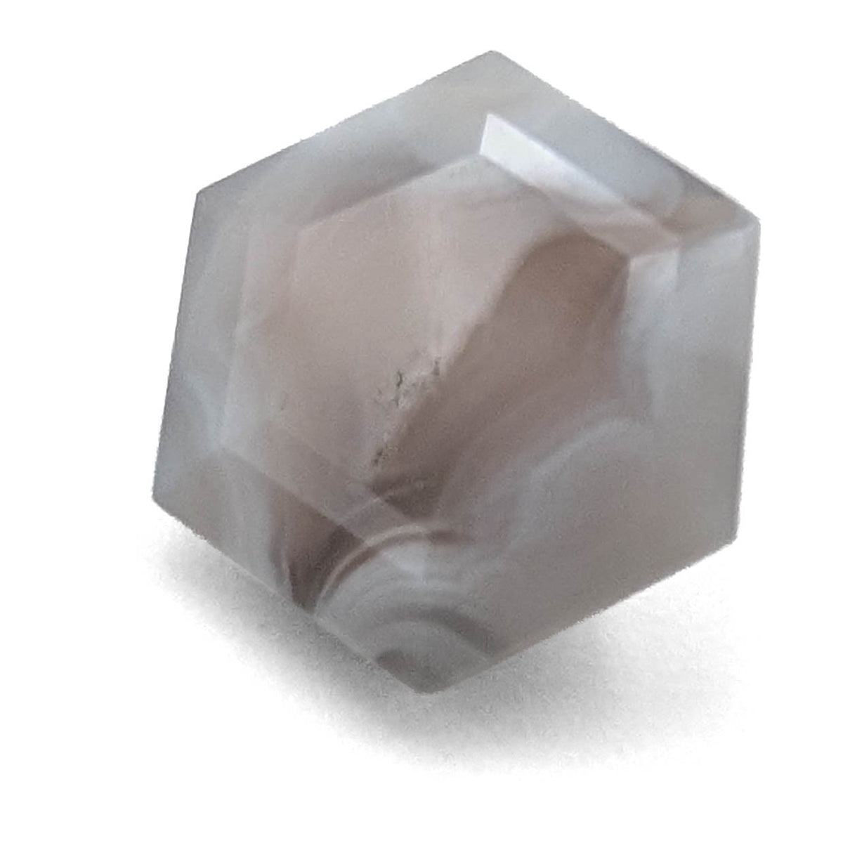 Agate faceted hexagon gemstone, 5.34ct, from BC, Canada, view 1 of 10