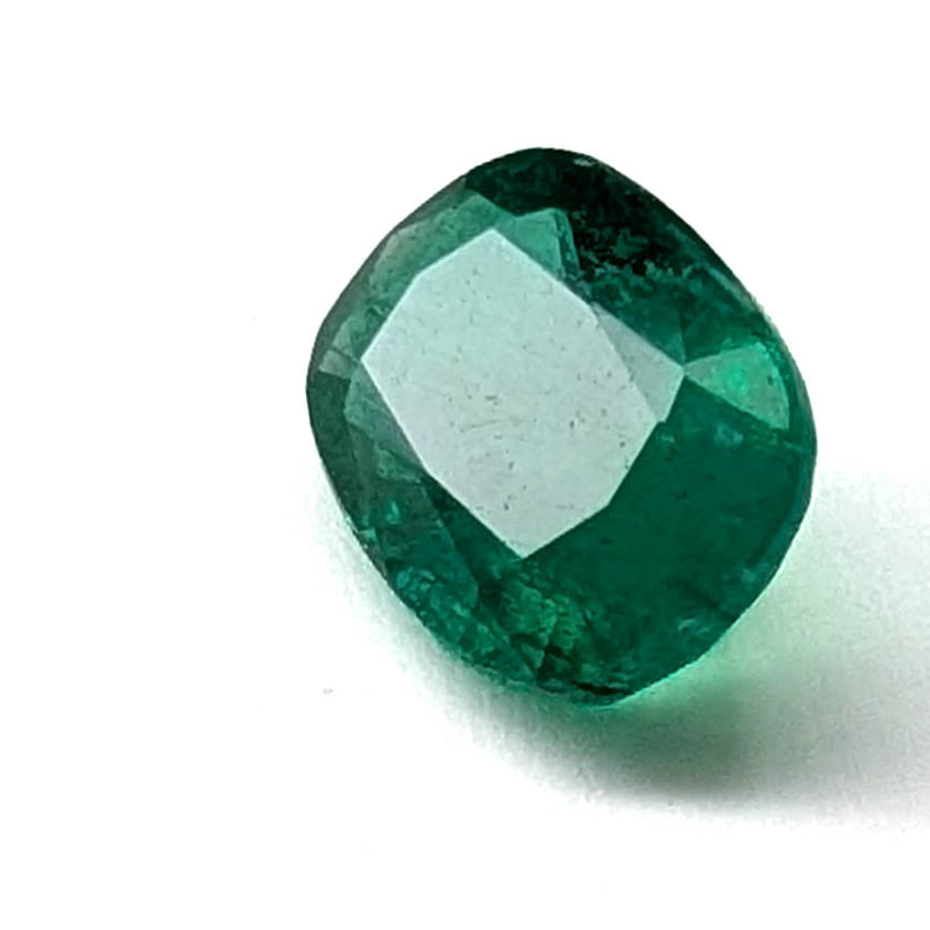Emerald faceted cushion cut gemstone, 1.24ct, alternate angle, view 4 of 11