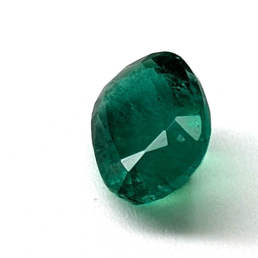 Emerald faceted cushion cut gemstone, 1.24ct, alternate angle, view 5 of 11