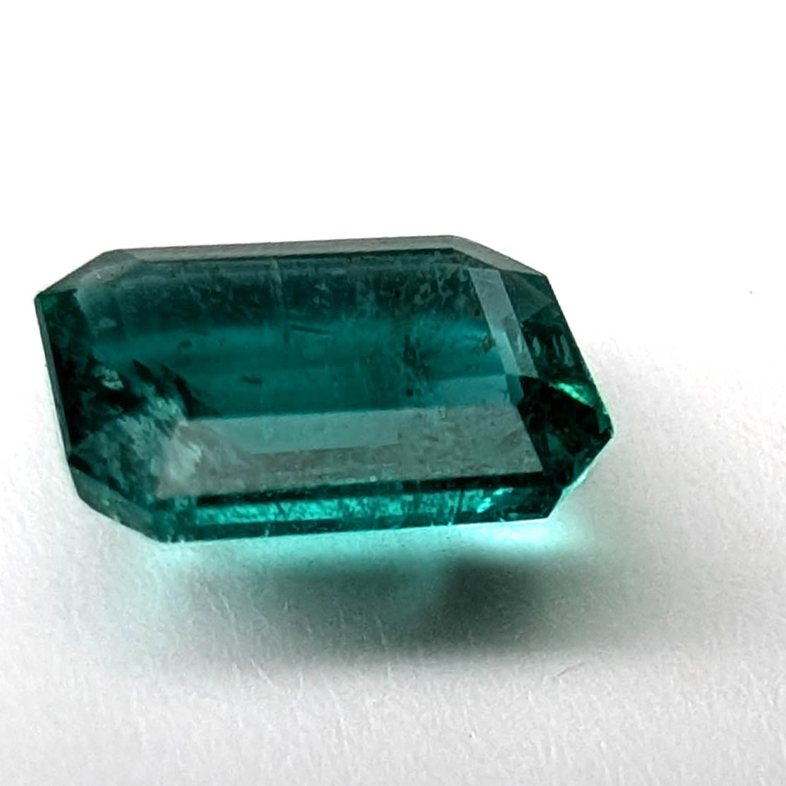 Emerald faceted emerald cut gemstone, 1.09ct, alternate angle, view 7 of 11