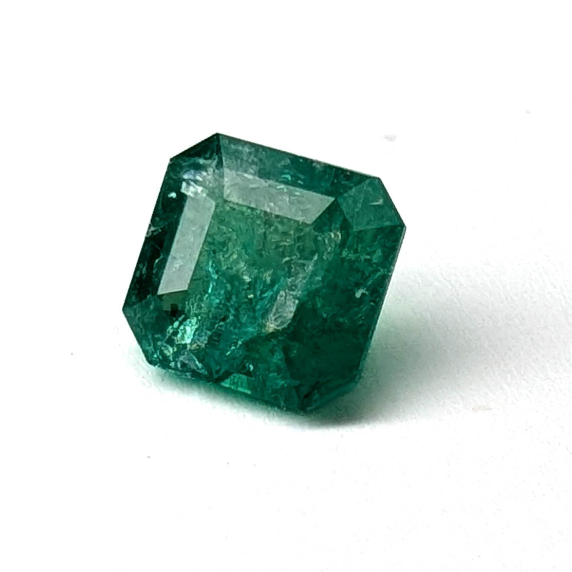 Emerald faceted emerald cut gemstone, 1.53ct, alternate angle, view 3 of 12