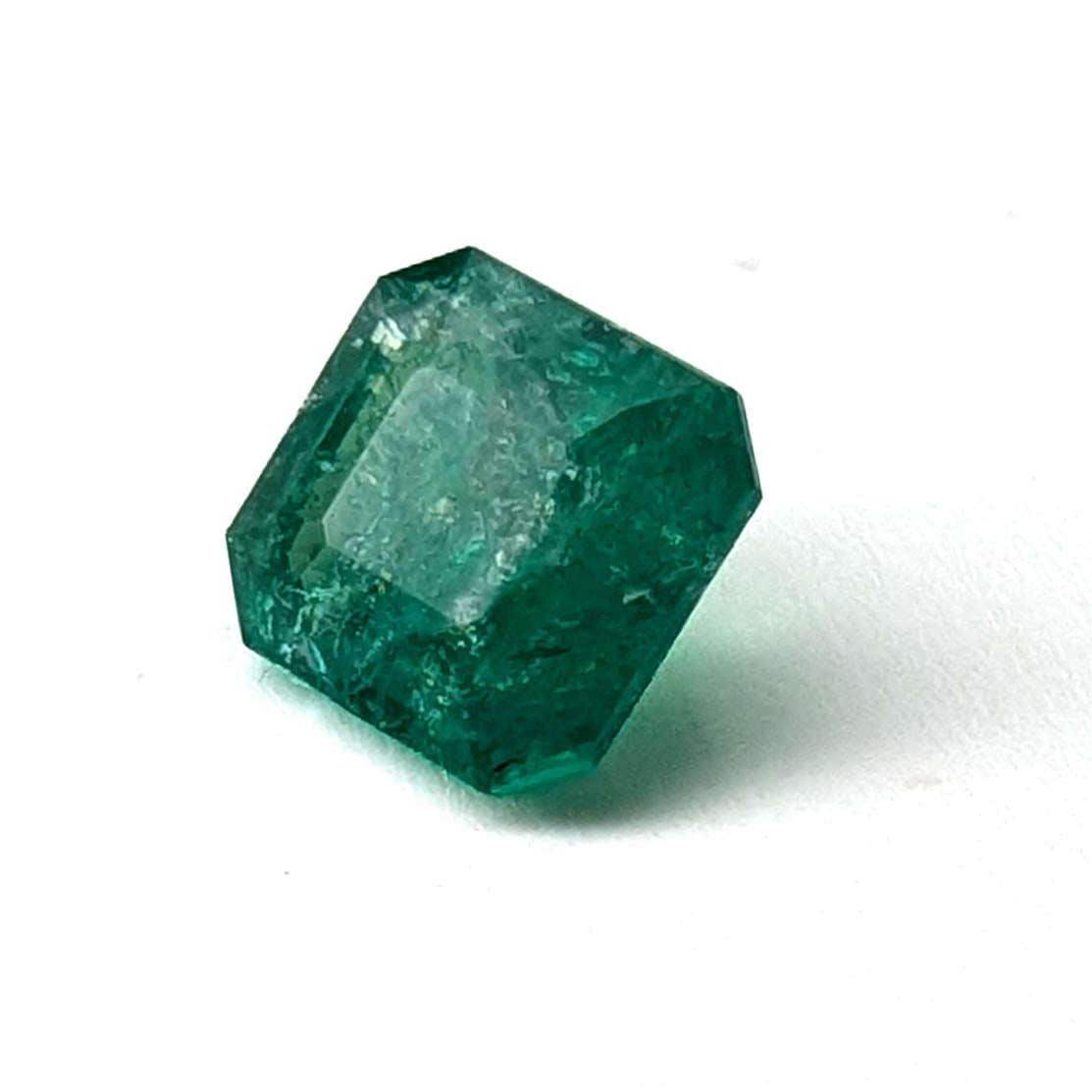 Emerald faceted emerald cut gemstone, 1.53ct, alternate angle, view 4 of 12