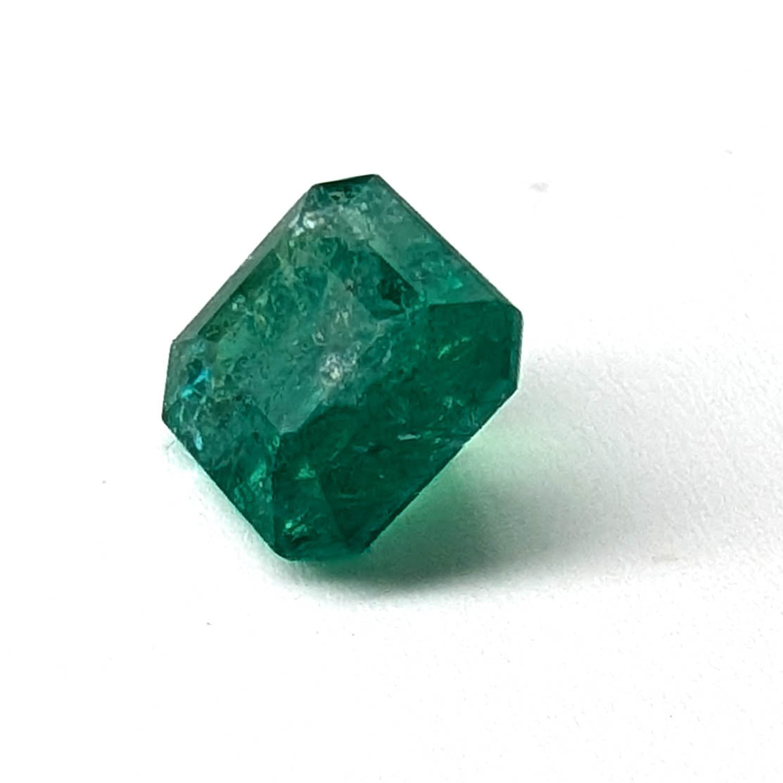 Emerald faceted emerald cut gemstone, 1.53ct, alternate angle, view 5 of 12