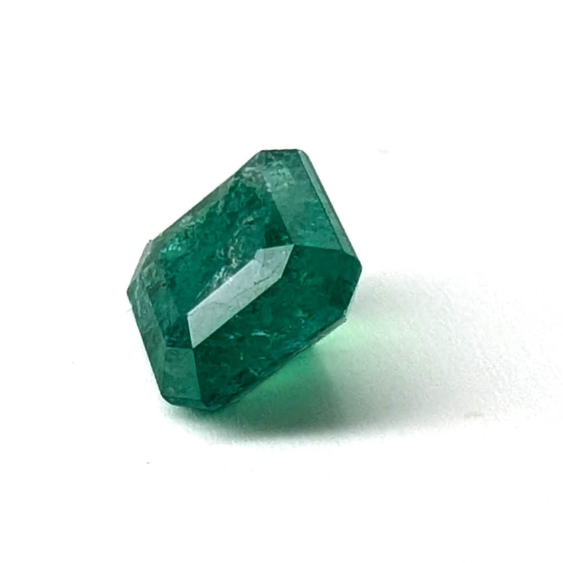 Emerald faceted emerald cut gemstone, 1.53ct, alternate angle, view 6 of 12