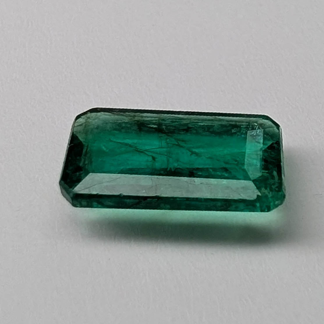 Emerald faceted emerald cut gemstone, 2.04ct, main view, view 1 of 11