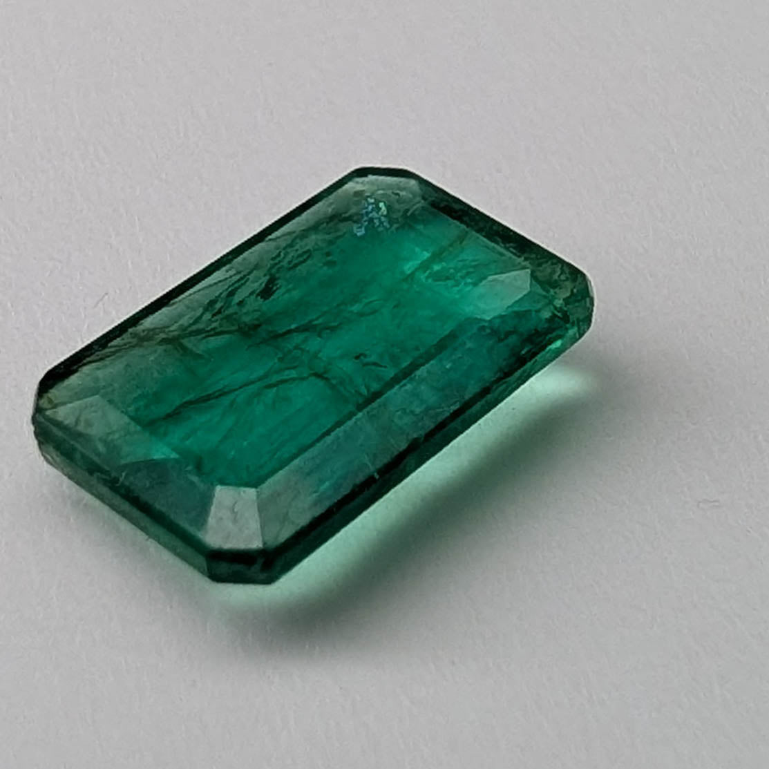 Emerald faceted emerald cut gemstone, 2.04ct, alternate angle, view 4 of 11