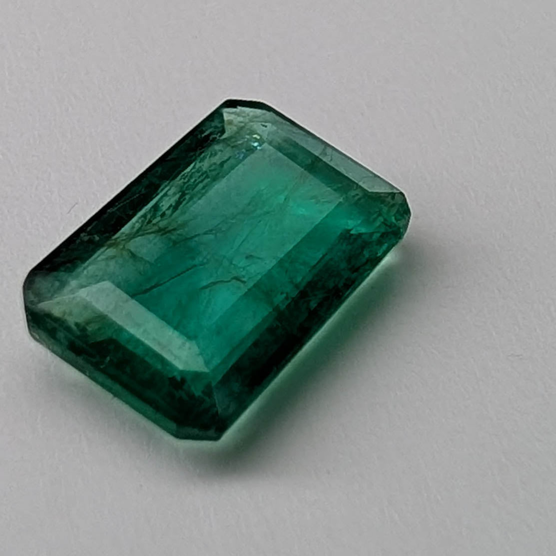Emerald faceted emerald cut gemstone, 2.04ct, alternate angle, view 5 of 11