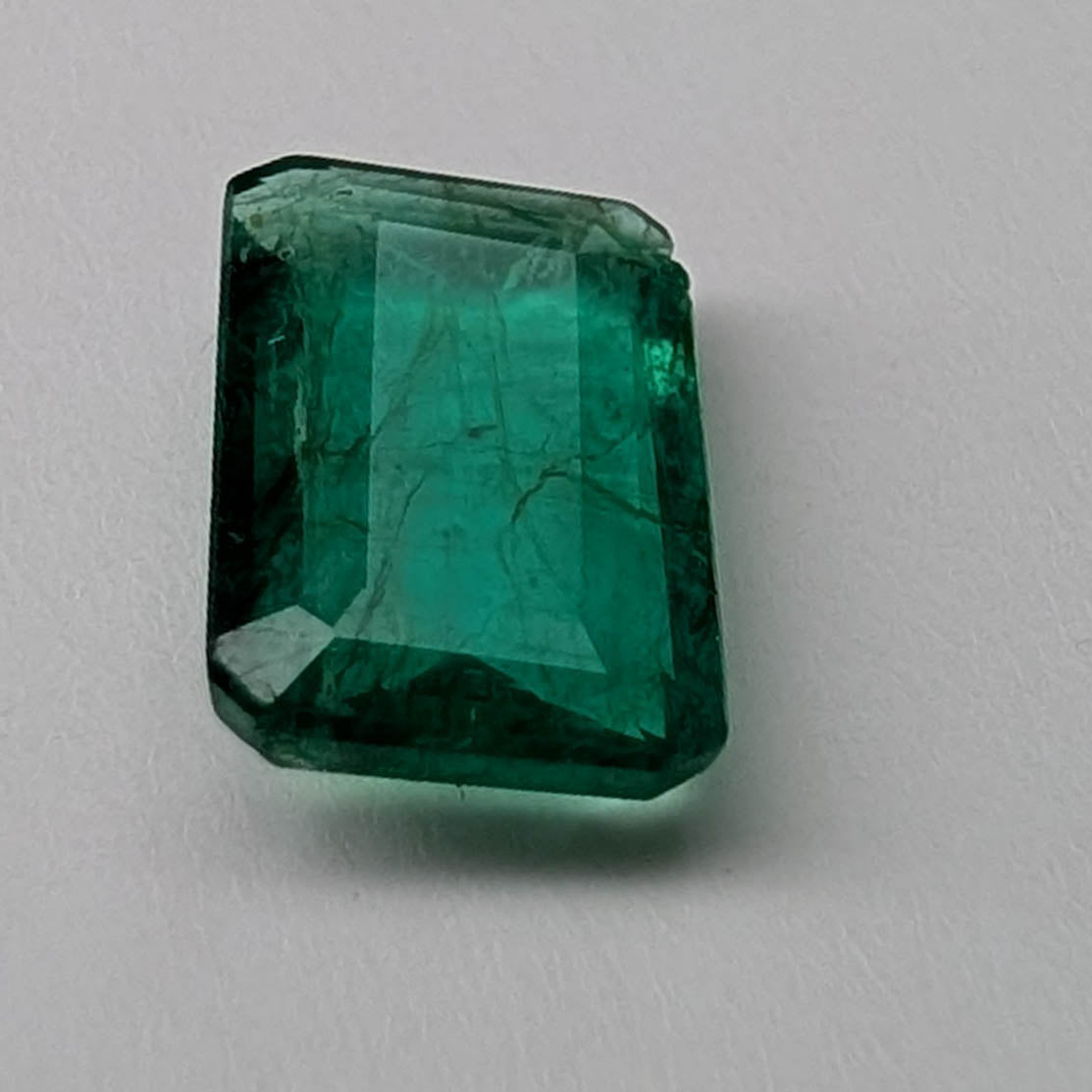Emerald faceted emerald cut gemstone, 2.04ct, alternate angle, view 6 of 11