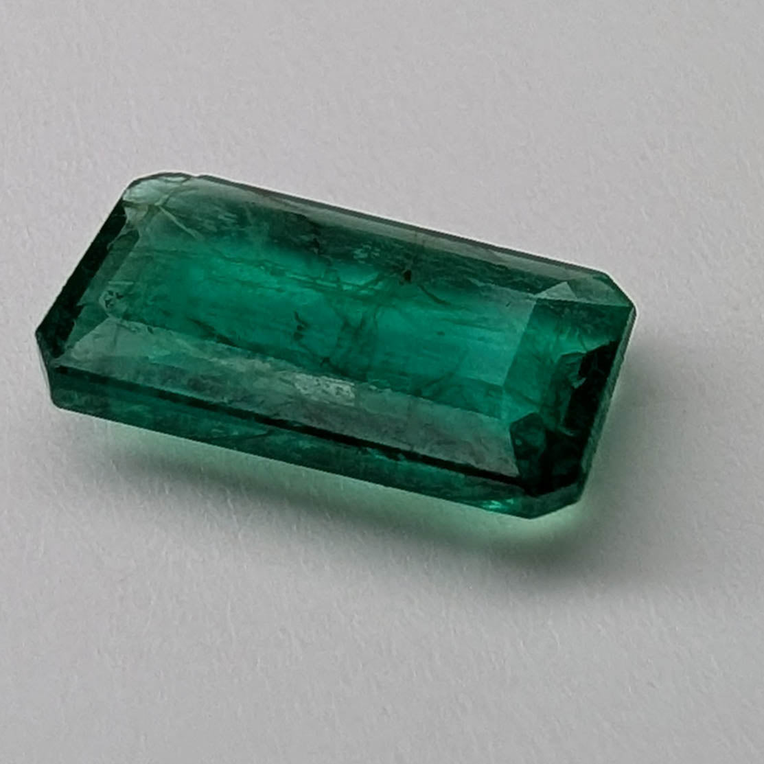 Emerald faceted emerald cut gemstone, 2.04ct, alternate angle, view 8 of 11