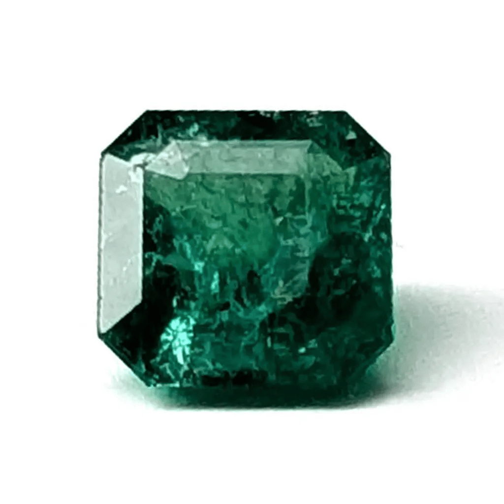 Emerald faceted emerald cut gemstone, 1.53ct, rotating view