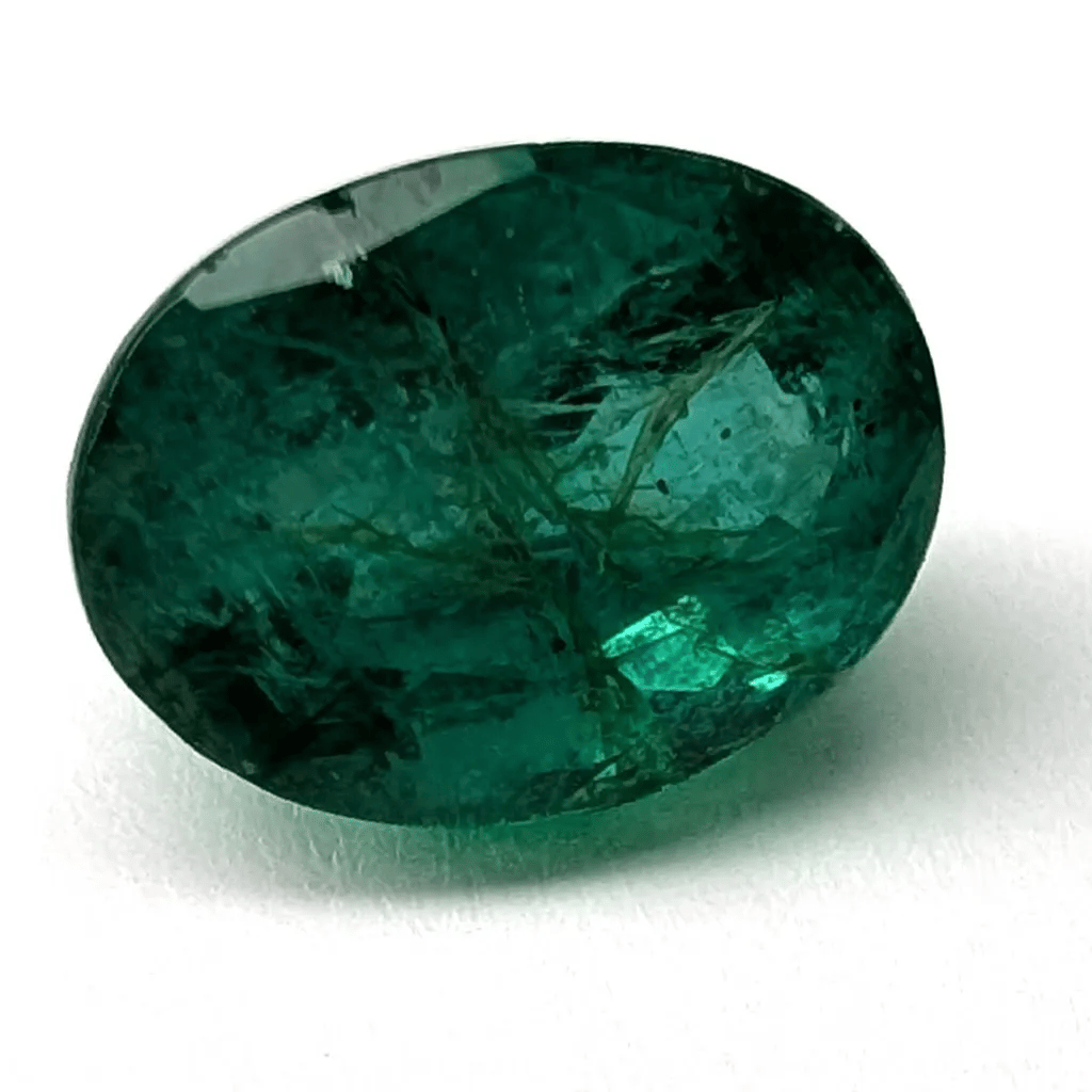 Emerald faceted oval cut gemstone, 3.22ct, rotating view