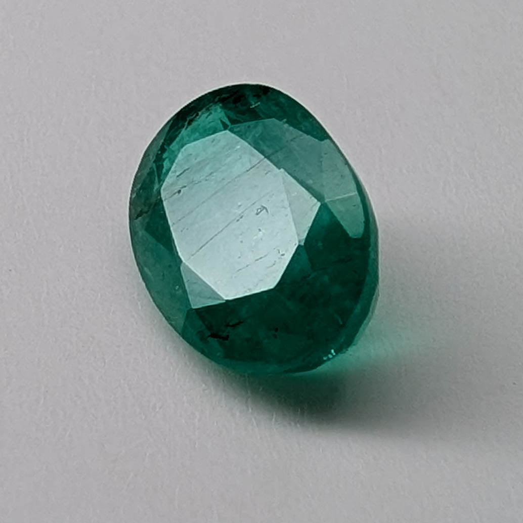 Emerald faceted oval cut gemstone, 2.43ct, alternate angle, view 3 of 7