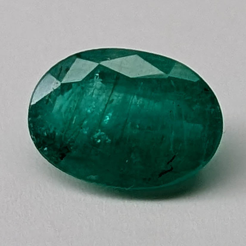 Emerald faceted oval cut gemstone, 2.43ct, alternate angle, view 6 of 7