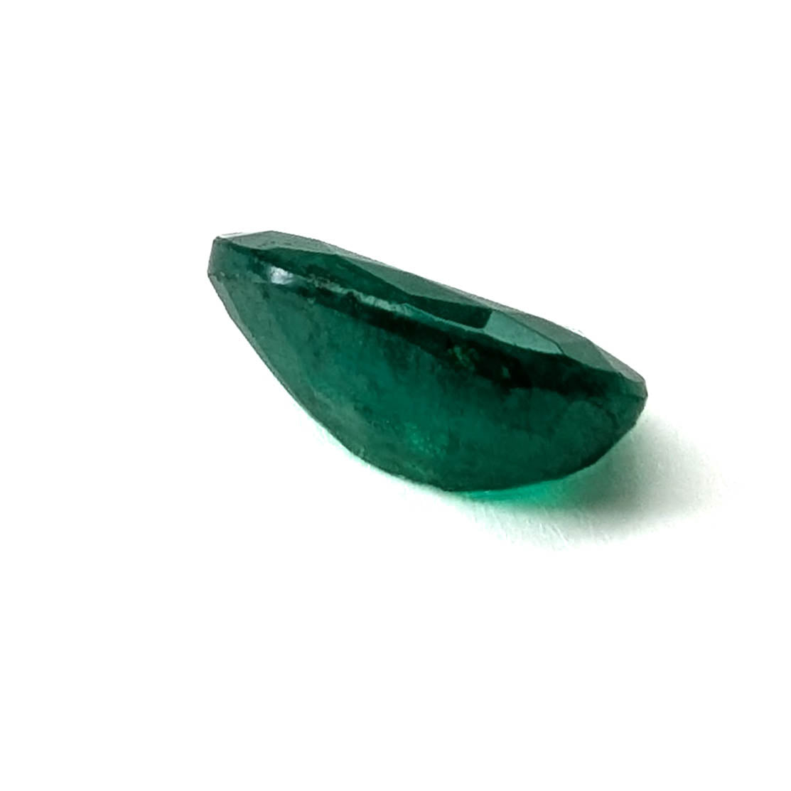 Emerald faceted oval gemstone, 1.92ct, side profile from the other side, view 8 of 12