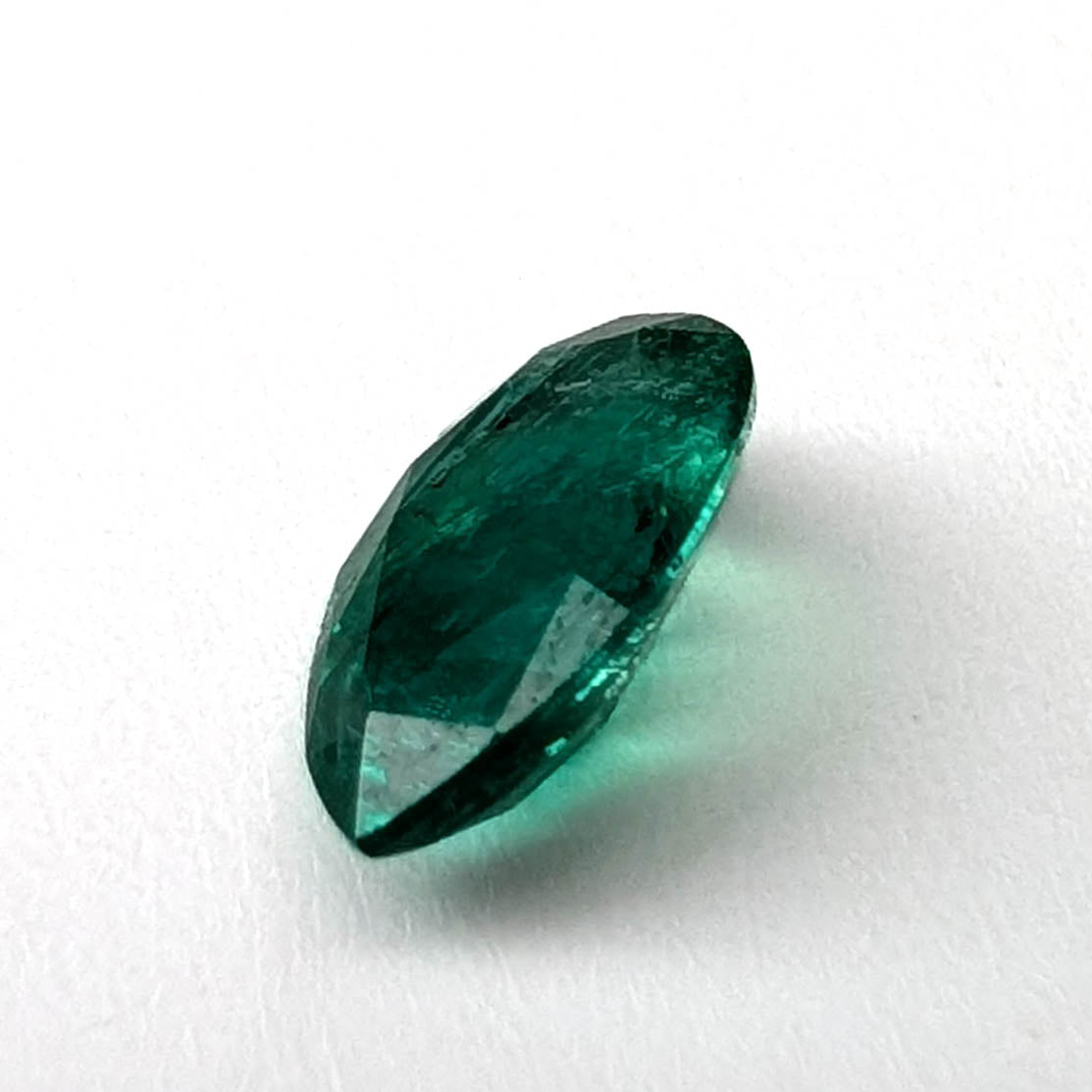 Emerald faceted pear cut gemstone, 0.94ct, alternate angle, view 4 of 10