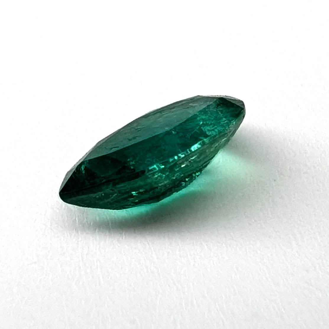 Emerald faceted pear cut gemstone, 0.94ct, alternate angle, view 6 of 10