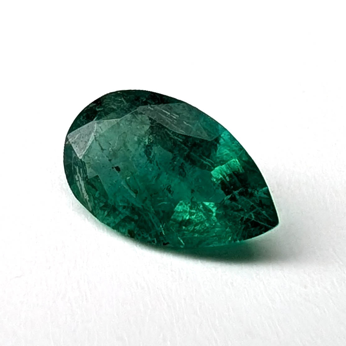 Emerald faceted pear cut gemstone, 0.94ct, alternate angle, view 10 of 10