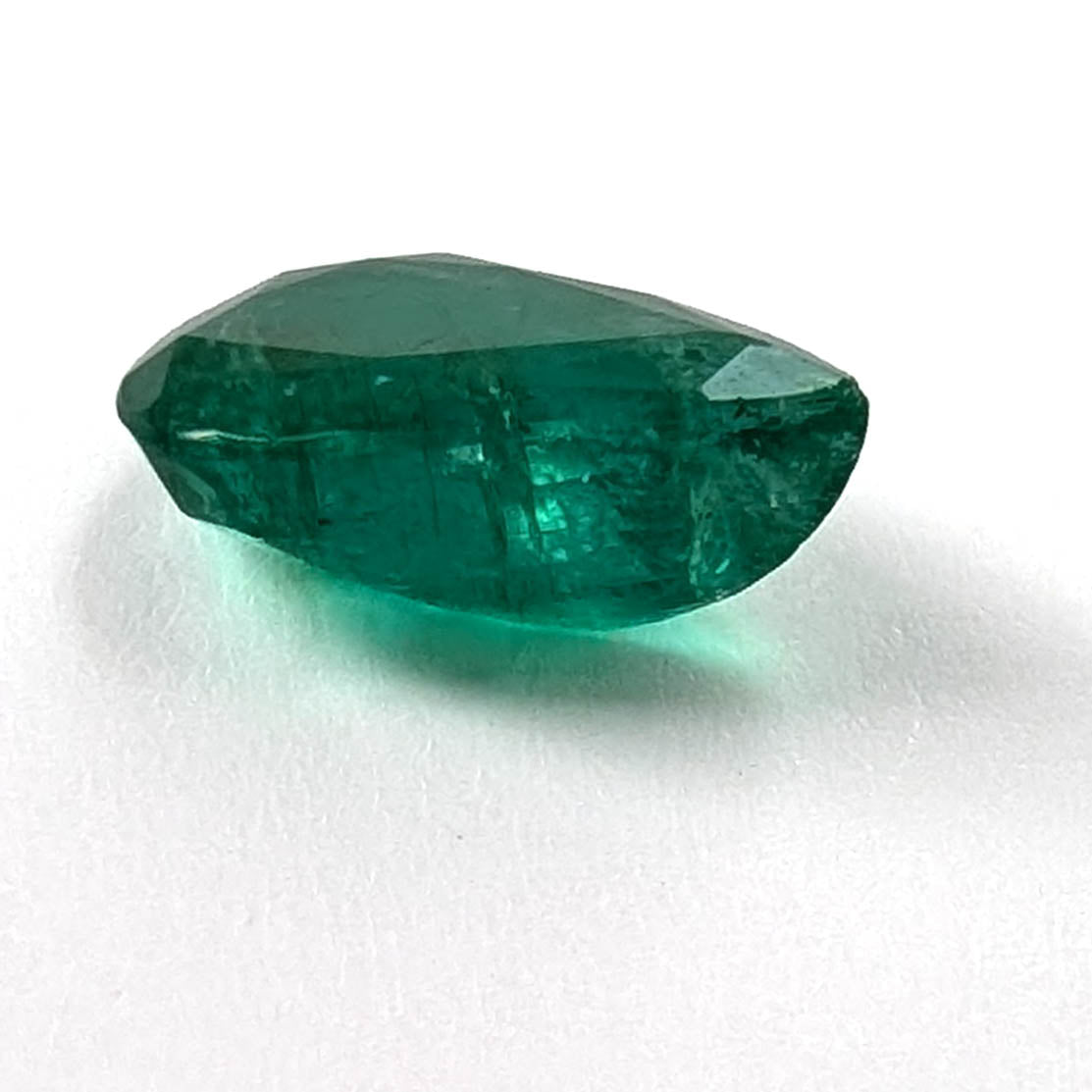 Emerald faceted pear cut gemstone, 1.93ct, alternate angle, view 8 of 11