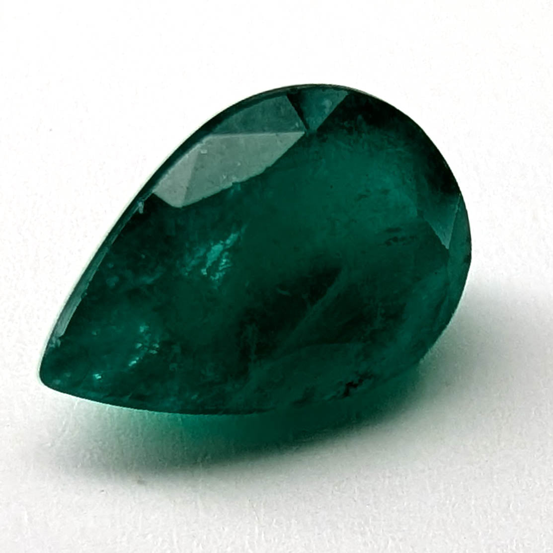 Emerald faceted pear cut gemstone, 2.10ct, main view, view 1 of 9