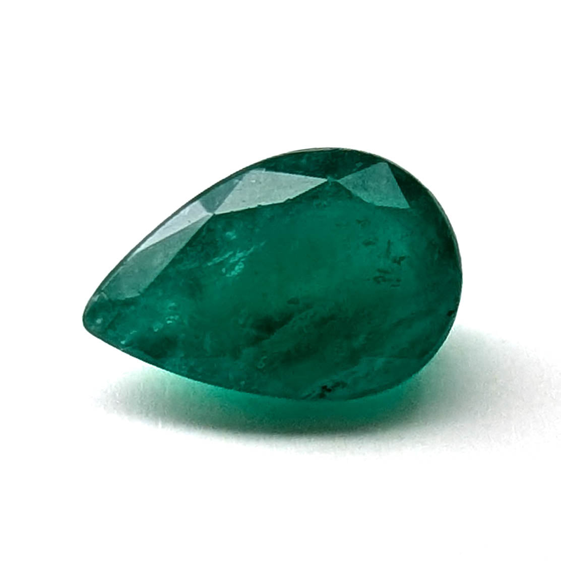 Emerald faceted pear cut gemstone, 2.10ct, alternate angle, view 8 of 9