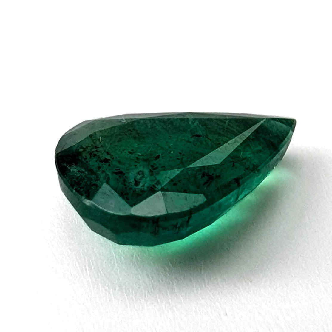 Emerald faceted pear cut gemstone, 2.36ct, main view, view 1 of 12