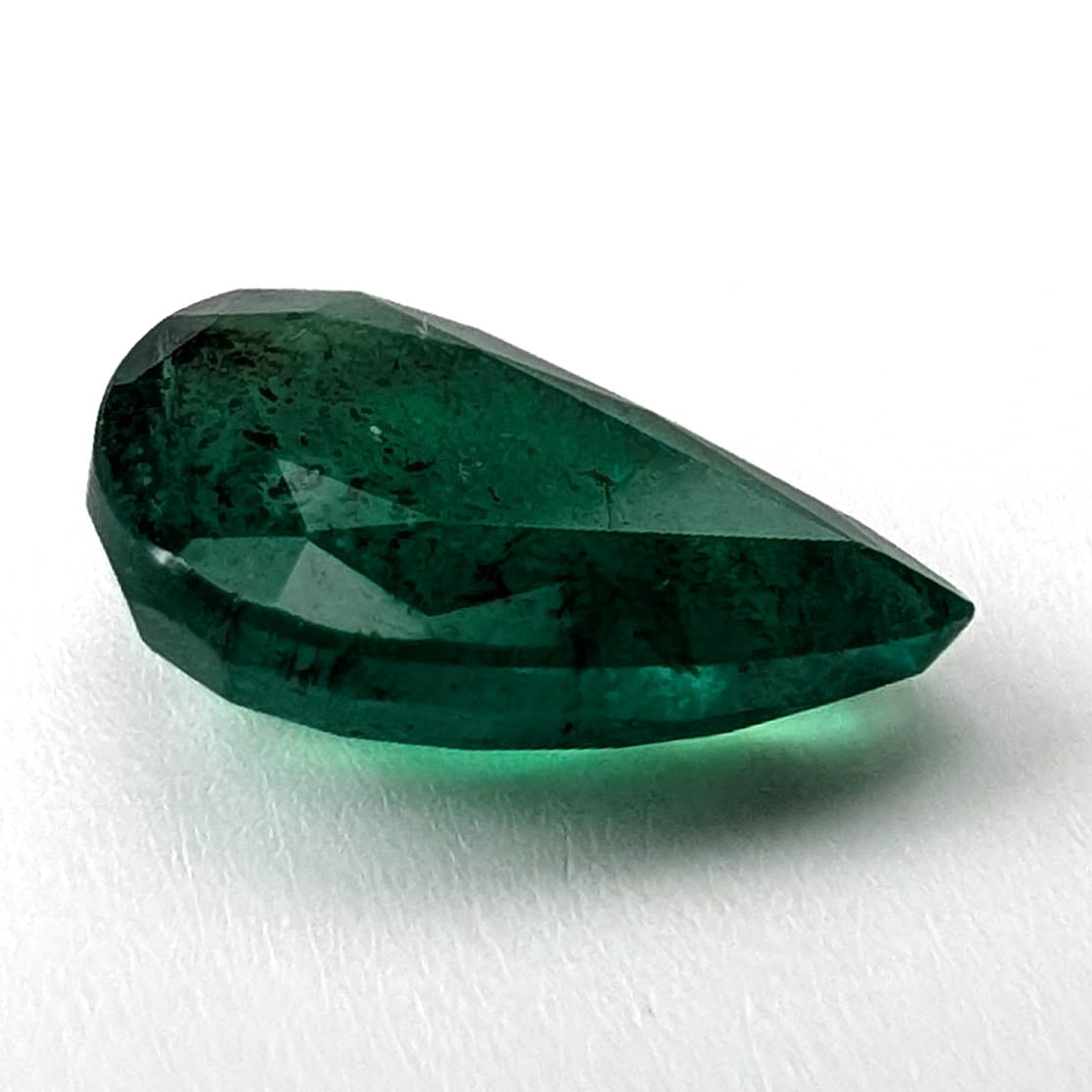 Emerald faceted pear cut gemstone, 2.36ct, alternate angle, view 3 of 12