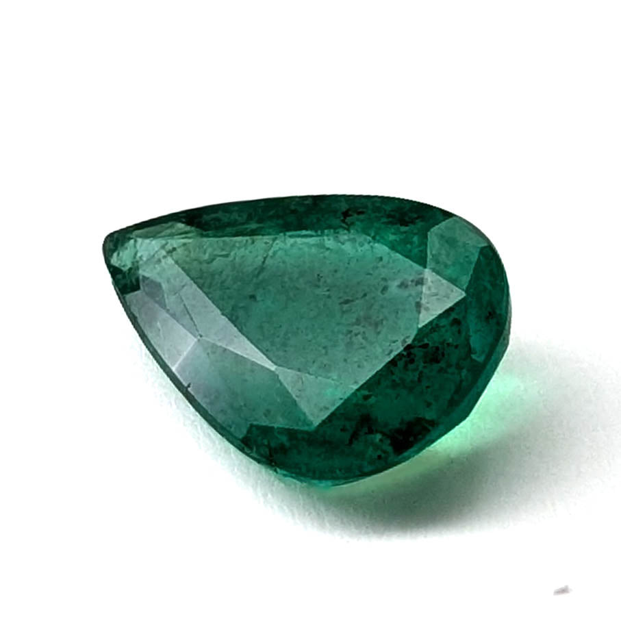 Emerald faceted pear cut gemstone, 2.36ct, alternate angle, view 9 of 12