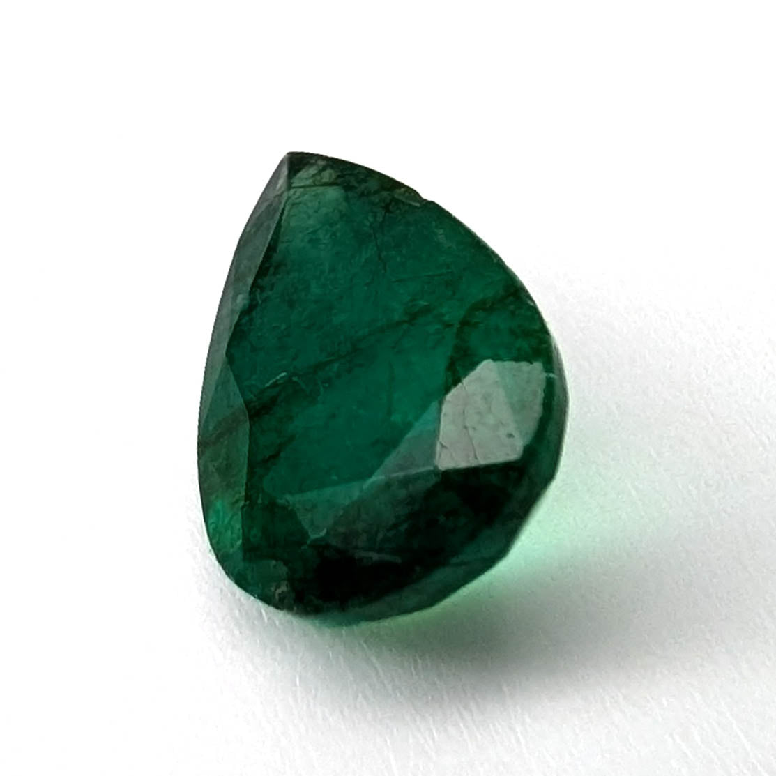 Emerald faceted pear cut gemstone, 2.47ct, alternate angle, view 3 of 17