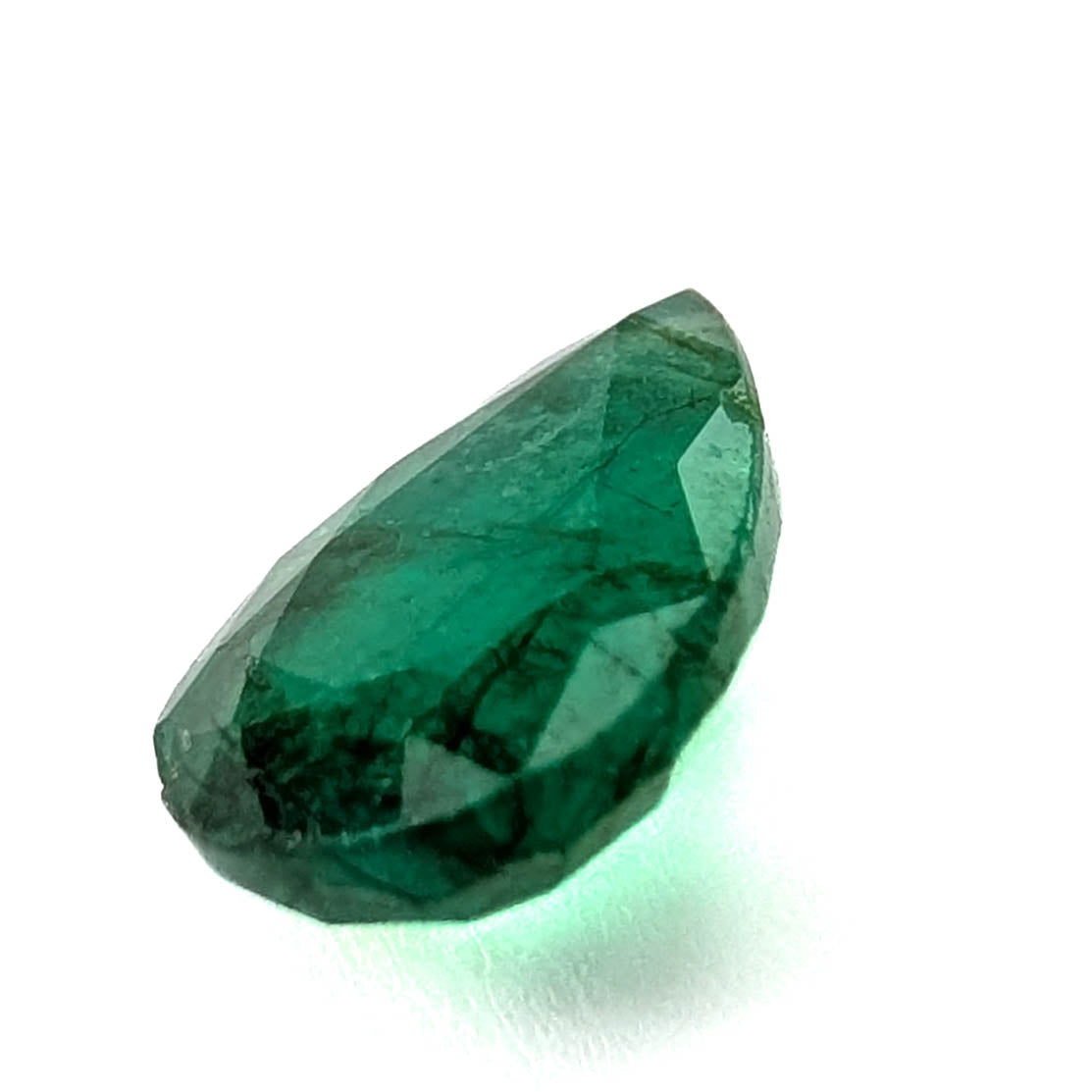 Emerald faceted pear cut gemstone, 2.47ct, alternate angle, view 4 of 17