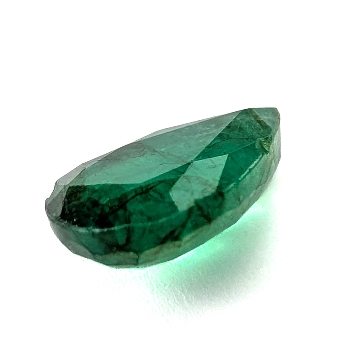 Emerald faceted pear cut gemstone, 2.47ct, alternate angle, view 5 of 17