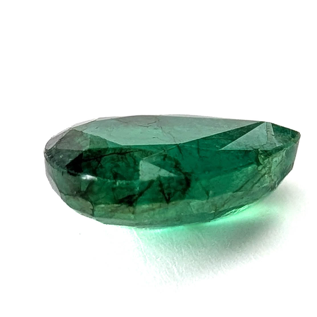 Emerald faceted pear cut gemstone, 2.47ct, alternate angle, view 6 of 17