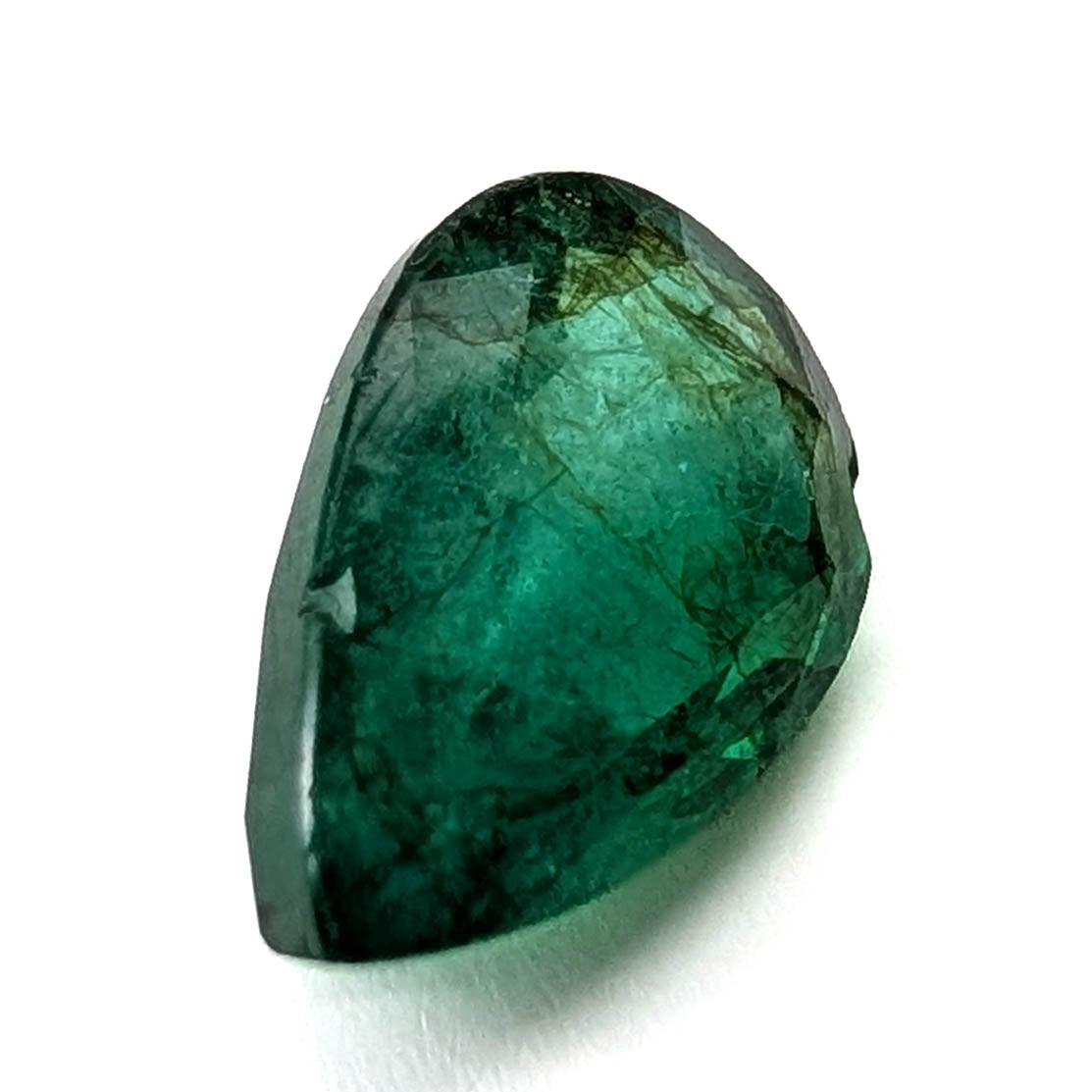 Emerald faceted pear cut gemstone, 2.47ct, alternate angle, view 11 of 17