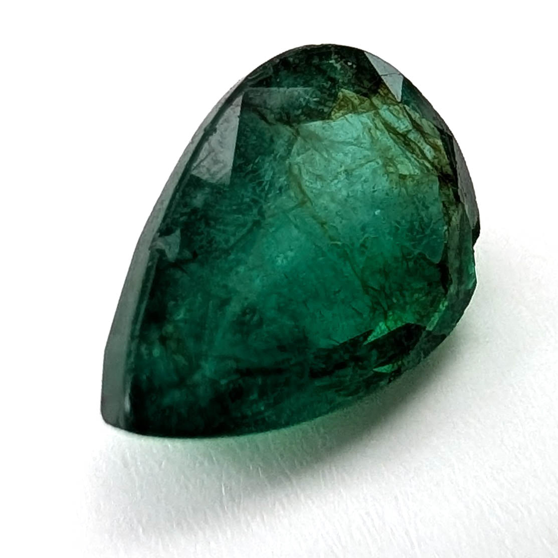Emerald faceted pear cut gemstone, 2.47ct, alternate angle, view 13 of 17