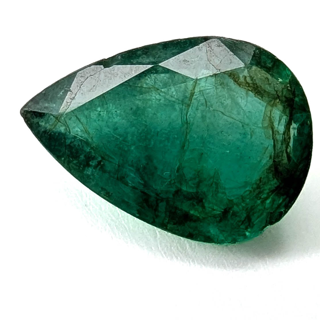 Emerald faceted pear cut gemstone, 2.47ct, alternate angle, view 14 of 17