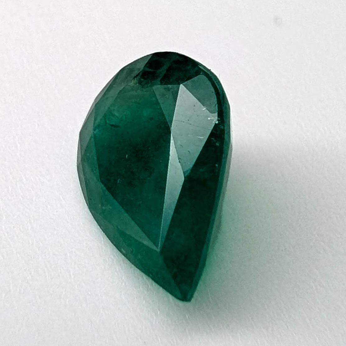 Emerald faceted pear cut gemstone, 2.52ct, alternate angle, view 3 of 9