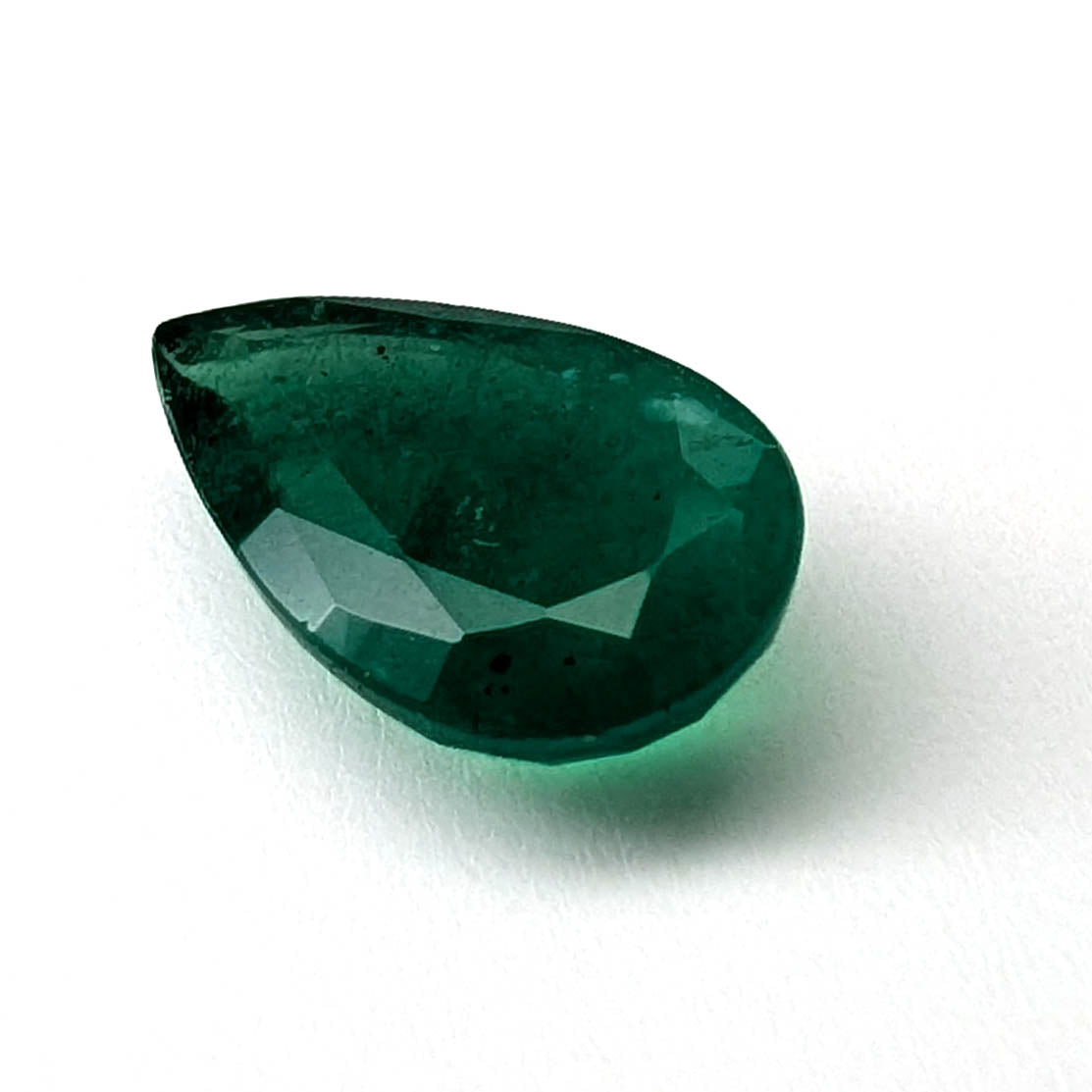 Emerald faceted pear cut gemstone, 2.57ct, alternate angle, view 3 of 15