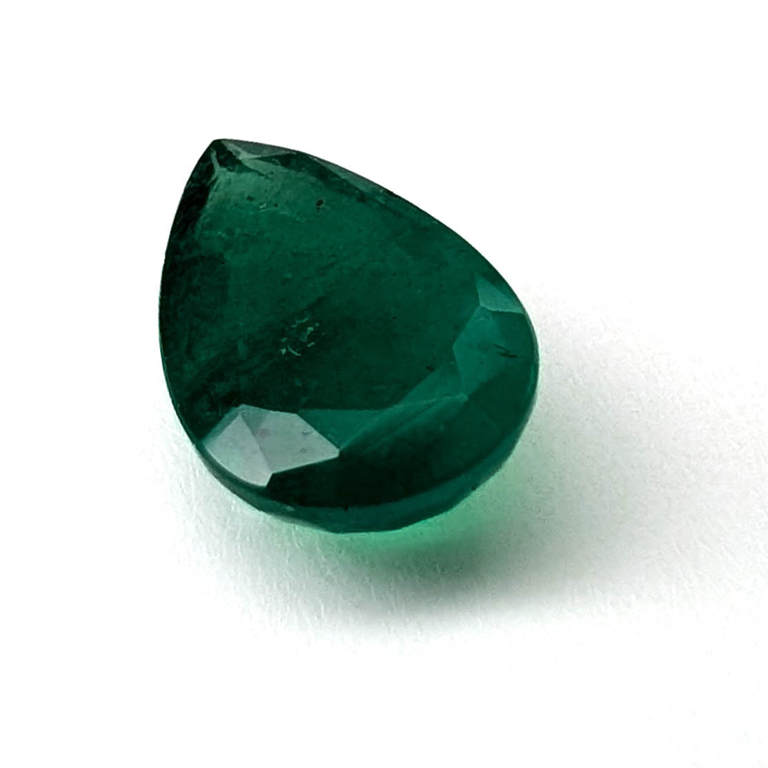 Emerald faceted pear cut gemstone, 2.57ct, alternate angle, view 4 of 15