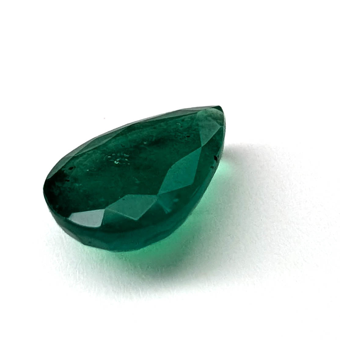 Emerald faceted pear cut gemstone, 2.57ct, alternate angle, view 5 of 15