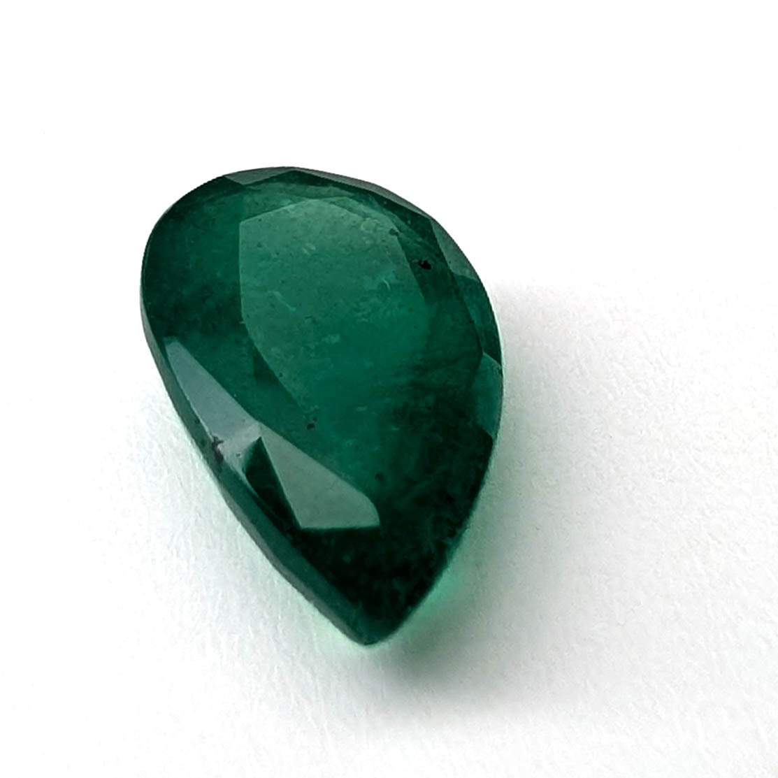 Emerald faceted pear cut gemstone, 2.57ct, alternate angle, view 9 of 15
