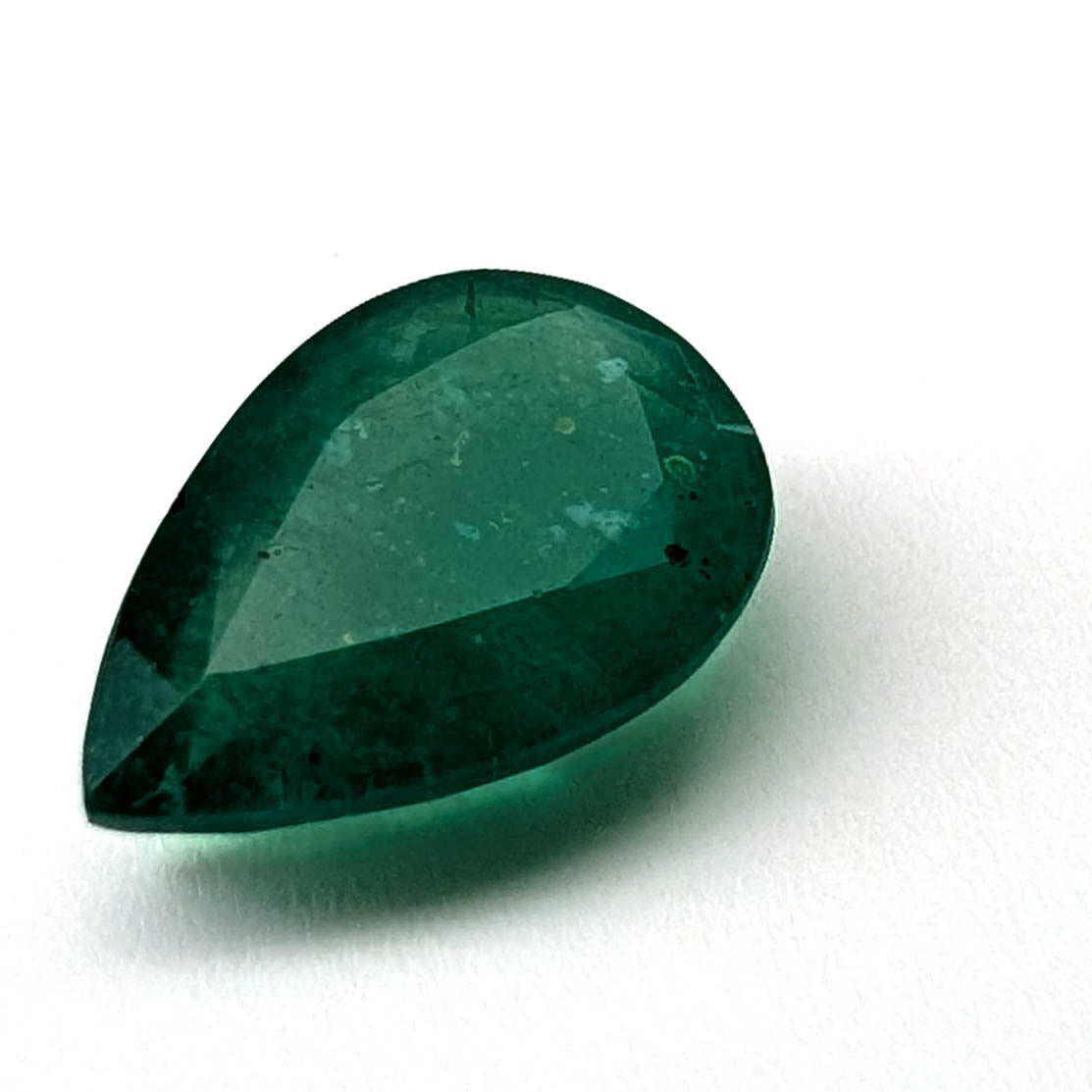 Emerald faceted pear cut gemstone, 2.57ct, alternate angle, view 11 of 15