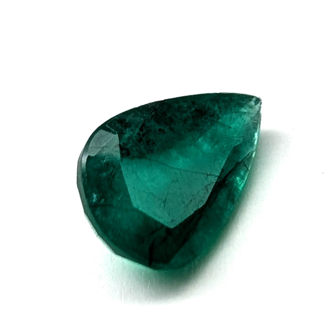 Emerald faceted pear cut gemstone, 2.62ct, alternate angle, view 3 of 9